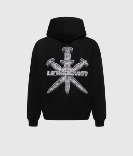 Unknown Iced Out Style Dagger Hoodie Black (4)