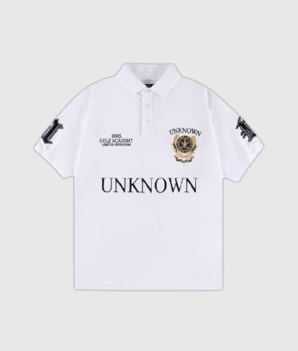 Unknown London Academy Polo T Shirt White (3)