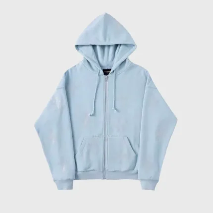 Unknown London Baby Blue Rhinestone Cross Hoodie