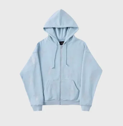 Unknown London Baby Blue Rhinestone Cross Hoodie
