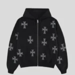 Unknown London Black White Rhinestone Hoodie