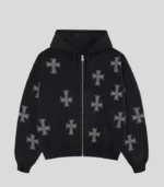 Unknown London Black White Rhinestone Hoodie