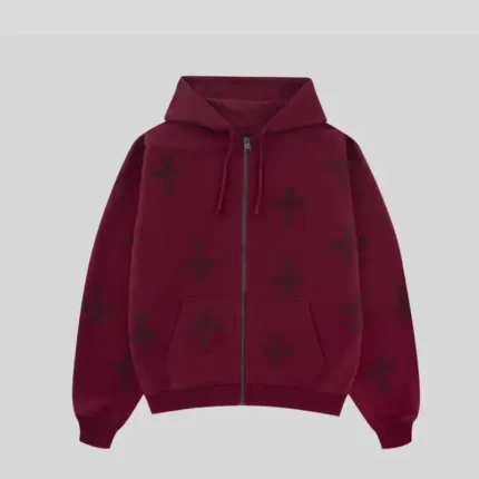 Unknown London Dark Red Rhinestone Hoodie