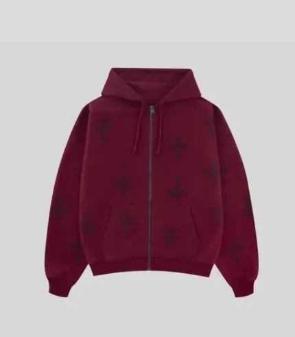 Unknown London Dark Red Rhinestone Hoodie