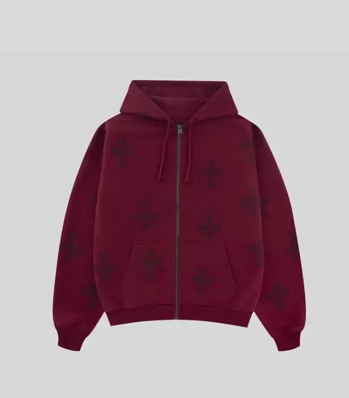 Unknown London Dark Red Rhinestone Hoodie Unknown London Dark Red Rhinestone Hoodie