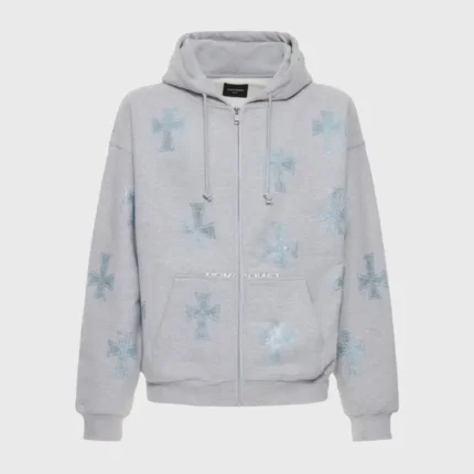 Unknown London Grey Rhinestone Hoodie