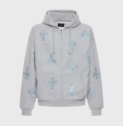 Unknown London Grey Rhinestone Hoodie