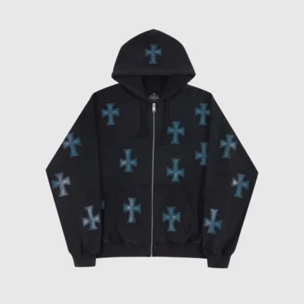 Unknown Stonewashed Rhinestone Hoodie Black